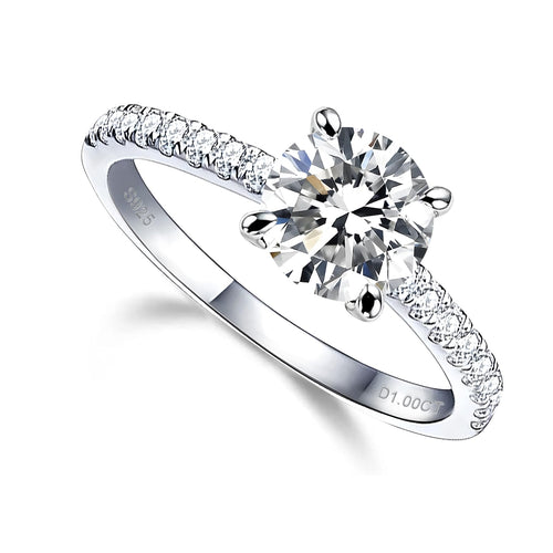 Anillo de compromiso de moissanita 1CT Anillos de plata - Terzo stile